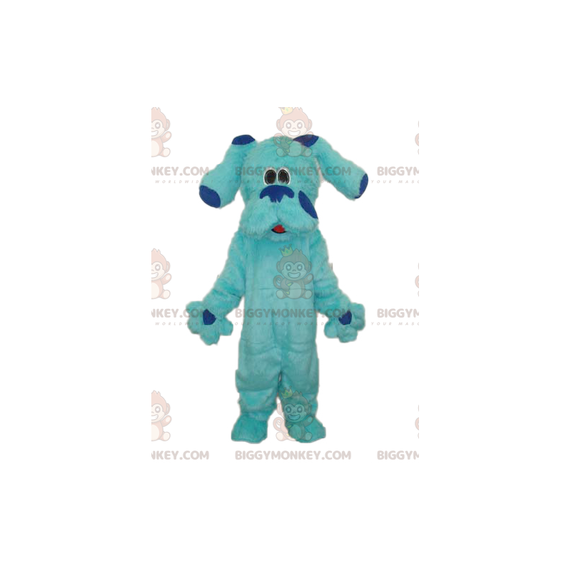 Słodki kostium maskotki ogromnego, włochatego, niebieskiego psa