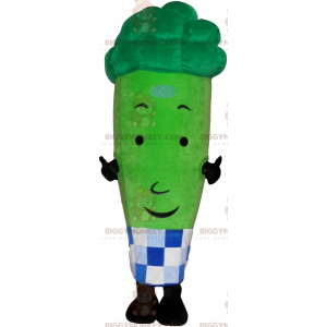 Broccoli BIGGYMONKEY™ Mascot Costume with Plaid Apron –