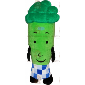 Broccoli BIGGYMONKEY™ Mascot Costume with Plaid Apron -