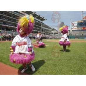 All Hairy Pink and Yellow Bird BIGGYMONKEY™ Mascot Costume –