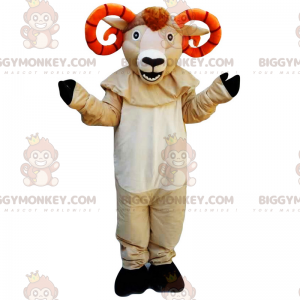 Costume de mascotte BIGGYMONKEY™ de buffle avec cornes orange -
