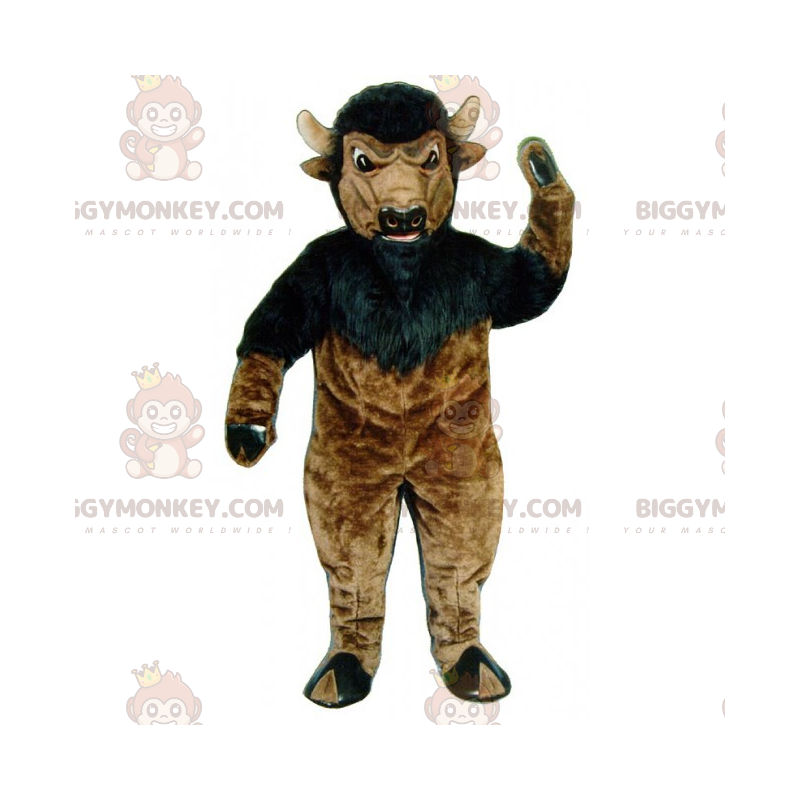 Costume de mascotte BIGGYMONKEY™ de buffle noir et marron - Costume de mascotte BIGGYMONKEY™ de buffle noir et marron -