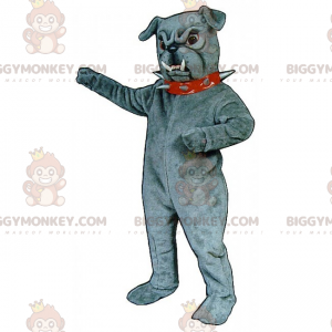 BIGGYMONKEY™ Costume da mascotte Bulldog grigio con colletto a