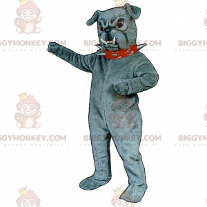 Costume de mascotte BIGGYMONKEY™ de bulldog gris avec collier a