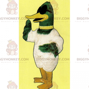 Costume de mascotte BIGGYMONKEY™ de canard aux lunettes noires