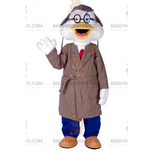 Traje de mascote Duck BIGGYMONKEY™ com roupa de professor –