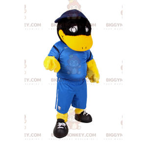 BIGGYMONKEY™ Mascot Costume Black Duck In Soccer Outfit -