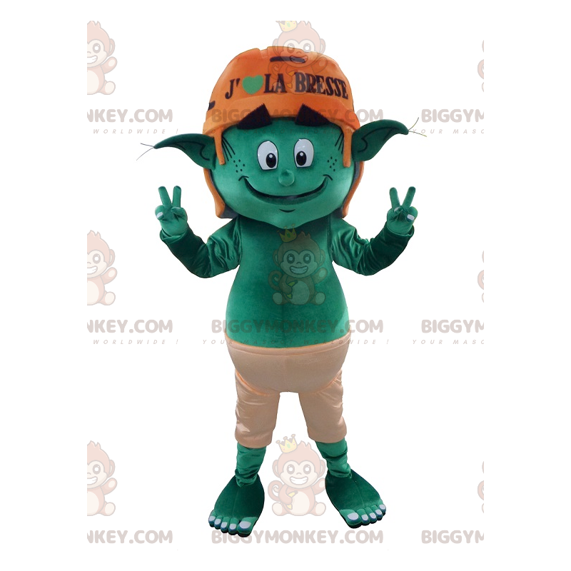 Grüner Kobold Elf BIGGYMONKEY™ Maskottchen Kostüm -