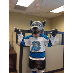 BIGGYMONKEY™ Mascot Costume Gray Wolf In Sportswear -