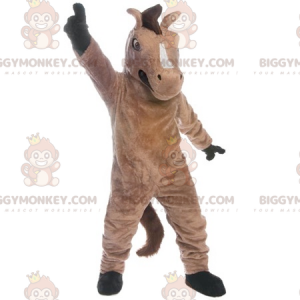 Costume de mascotte BIGGYMONKEY™ de cheval marron et noir géant