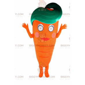 Porkkana BIGGYMONKEY™ maskottiasu naisten kasvoilla - Kasvis maskotti - BIGGYMONKEY_015238 - BiggyMonkey.com