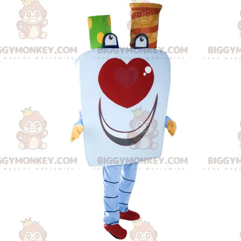 Costume de mascotte BIGGYMONKEY™ de carte souriante - Costume de mascotte BIGGYMONKEY™ de carte souriante -