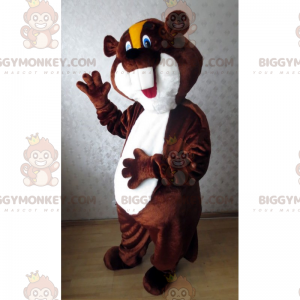 BIGGYMONKEY™ Beaver Mascot Costume with Yellow Crest and Blue