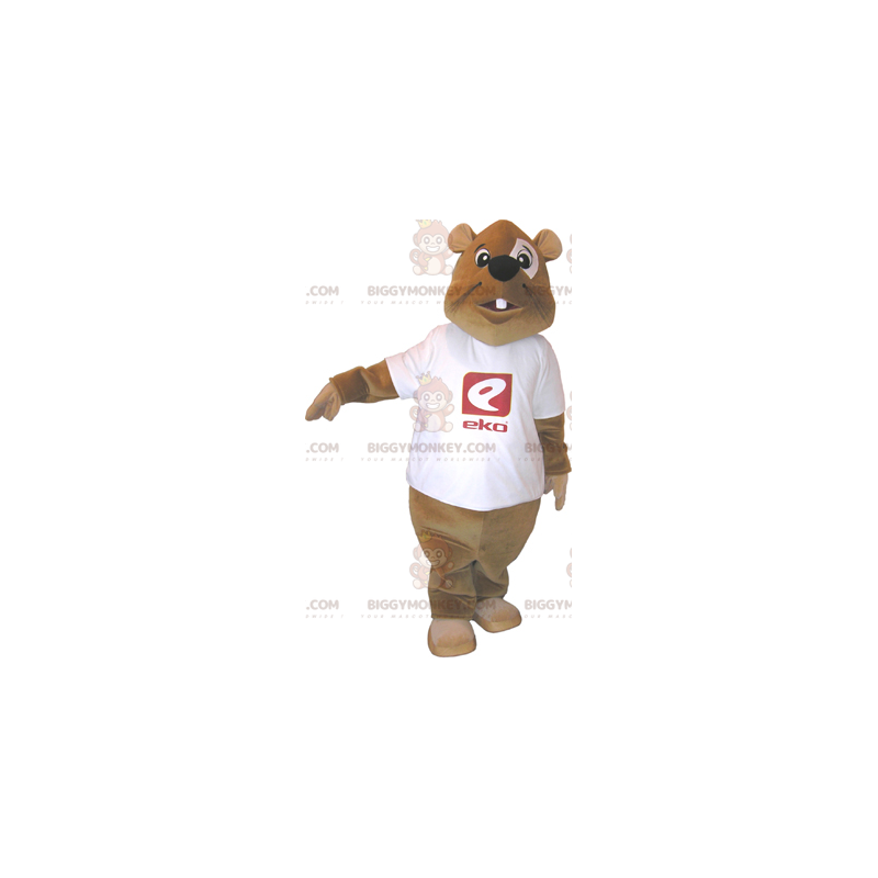 Beaver BIGGYMONKEY™ mascottekostuum met T-shirt - Beaver BIGGYMONKEY™ mascottekostuum met T-shirt -