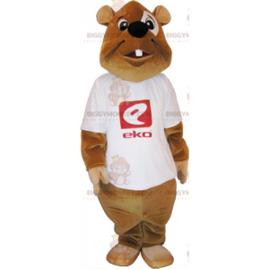 Disfraz de mascota de castor BIGGYMONKEY™ con camiseta -