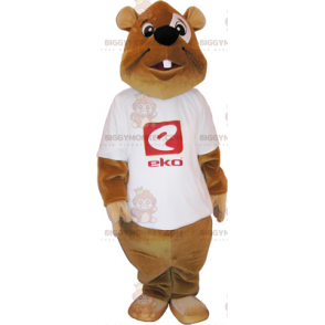 Disfraz de mascota de castor BIGGYMONKEY™ con camiseta -