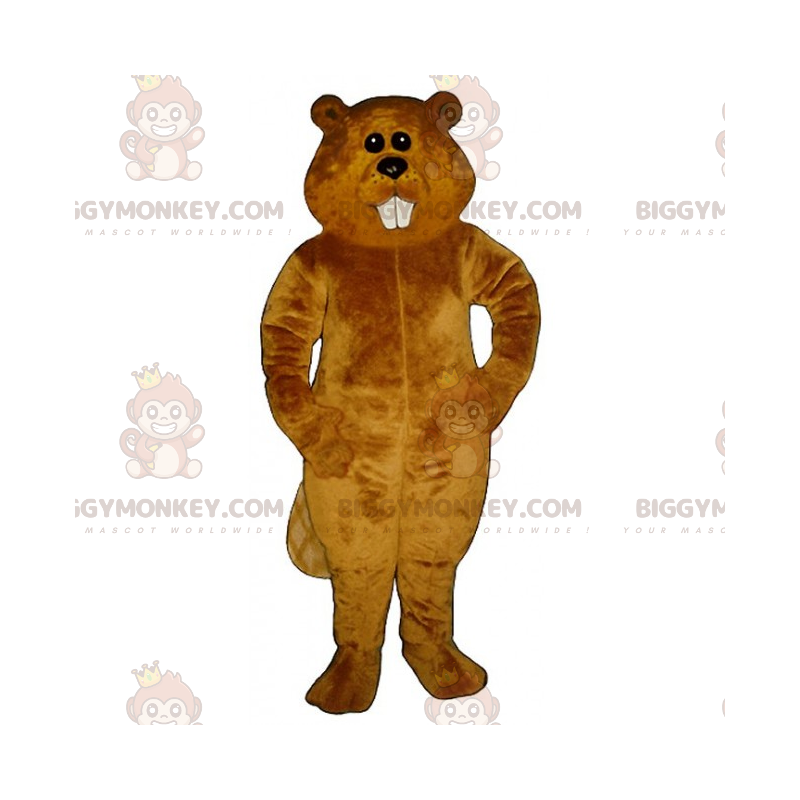 BIGGYMONKEY™ Costume mascotte castoro marrone dai denti grandi BIGGYMONKEY™ Costume mascotte castoro marrone dai denti grandi