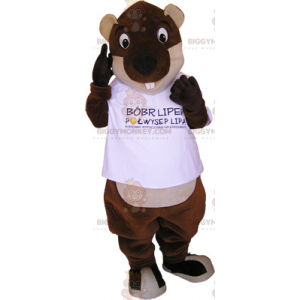 Costume de mascotte BIGGYMONKEY™ de castor yeux ronds -