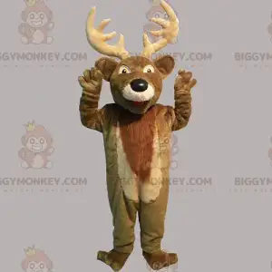 Traje de mascote de veado BIGGYMONKEY™ com chifres grandes –