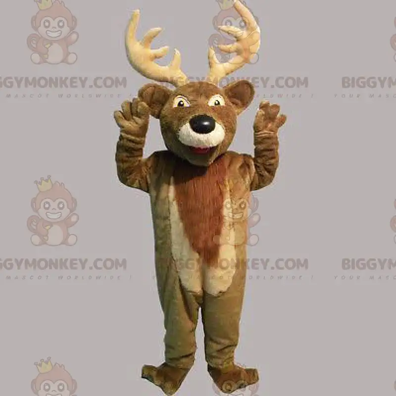 Traje de mascote de veado BIGGYMONKEY™ com chifres grandes – Traje de mascote de veado BIGGYMONKEY™ com chifres grandes –