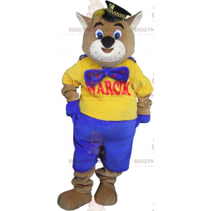 Traje de mascote Cat BIGGYMONKEY™ com boné de polícia e gravata