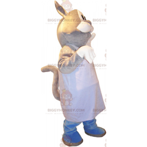 Cat BIGGYMONKEY™ Mascot Costume with White Apron –