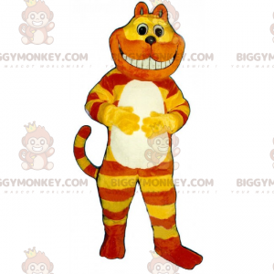 Gul och orange tvåfärgad katt BIGGYMONKEY™ maskotdräkt -