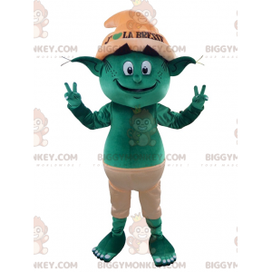 Costume de mascotte BIGGYMONKEY™ de troll de lutin vert -