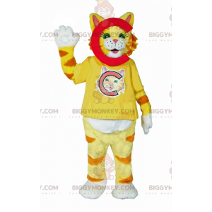 Kostým maskota BIGGYMONKEY™ žluté pruhované kočky –