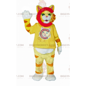BIGGYMONKEY™ Yellow Striped Cat Mascot Costume - Biggymonkey.com
