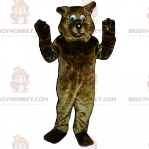 Traje de mascote de gato marrom de olhos azuis BIGGYMONKEY™ –