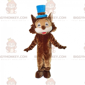 Brown Cat BIGGYMONKEY™ Mascot Costume with Blue Hat -