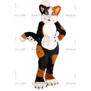 Traje de mascote de gato marrom e preto BIGGYMONKEY™ –