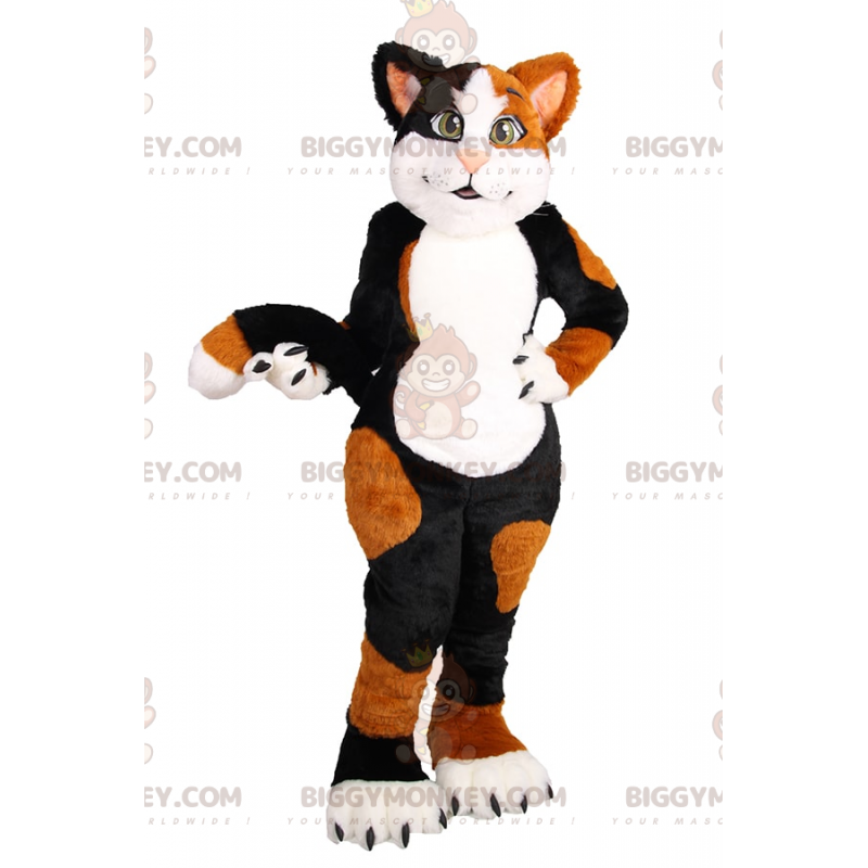 Traje de mascote de gato marrom e preto BIGGYMONKEY™ – Traje de mascote de gato marrom e preto BIGGYMONKEY™ –