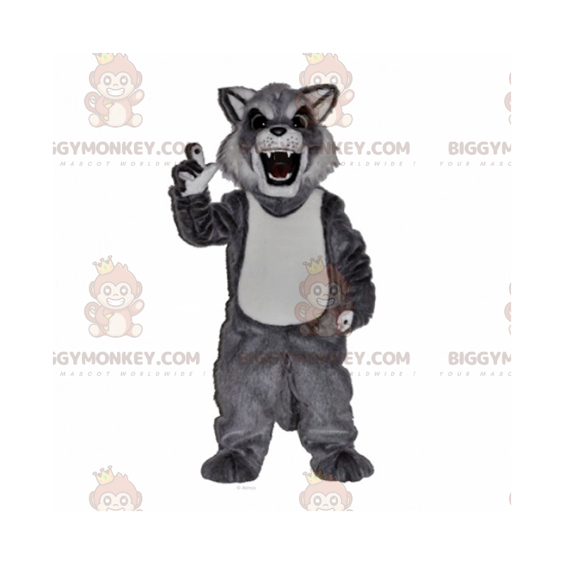 Traje de mascote de gato selvagem cinza e branco BIGGYMONKEY™ – Traje de mascote de gato selvagem cinza e branco BIGGYMONKEY™ –