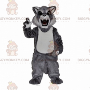 Gray and White Wild Cat BIGGYMONKEY™ Mascot Costume -