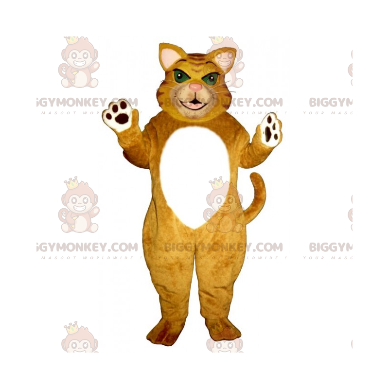 Costume della mascotte del gatto tigre dagli occhi verdi Costume della mascotte del gatto tigre dagli occhi verdi