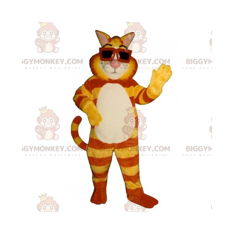 Kostým maskota BIGGYMONKEY™ Tiger Cat se slunečními brýlemi –