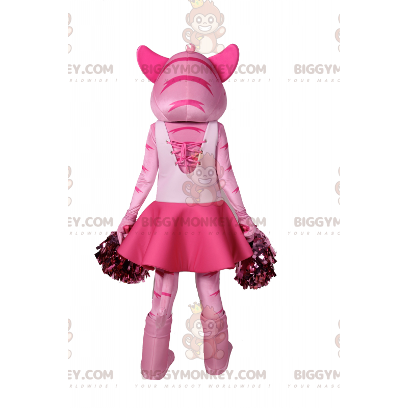 Costume de mascotte BIGGYMONKEY™ de chatte rose en tenue de Costume de mascotte BIGGYMONKEY™ de chatte rose en tenue de