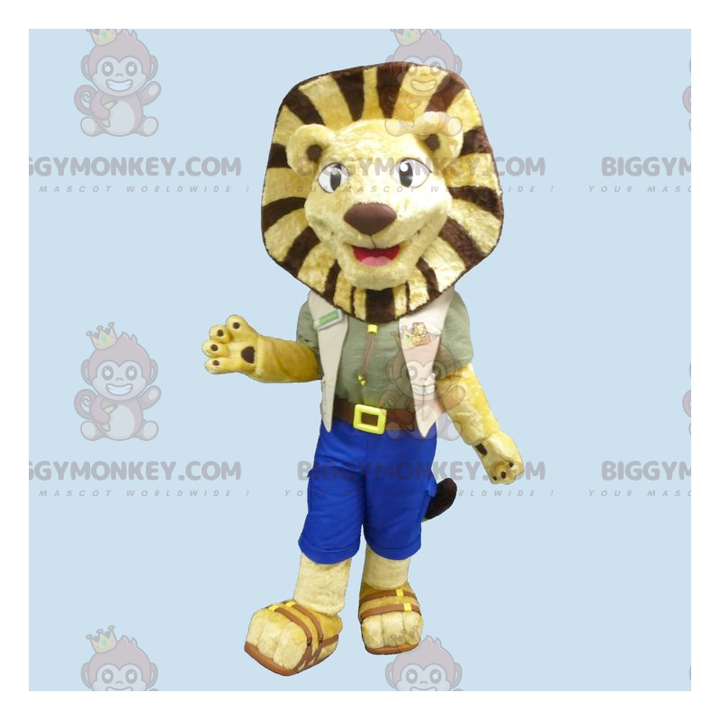 Costume de mascotte BIGGYMONKEY™ de lion de lionceau jaune et Costume de mascotte BIGGYMONKEY™ de lion de lionceau jaune et