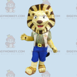 Mascottekostuum BIGGYMONKEY™ van gele en bruine leeuwenwelp in verkennerstenue - Lion mascottes - BiggyMonkey.com