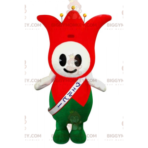 Red and Green Tulip King Jester BIGGYMONKEY™ Mascot Costume -