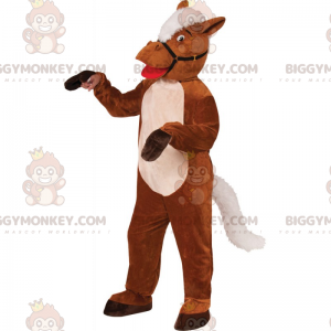 Traje de mascote de cavalo BIGGYMONKEY™ com arnês e brasão –