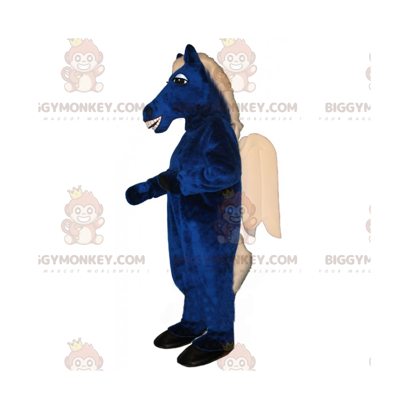 Blå häst och vita vingar BIGGYMONKEY™ maskotdräkt - BiggyMonkey Blå häst och vita vingar BIGGYMONKEY™ maskotdräkt - BiggyMonkey
