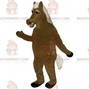 Wit paard met zijdeachtige manen BIGGYMONKEY™ mascottekostuum -