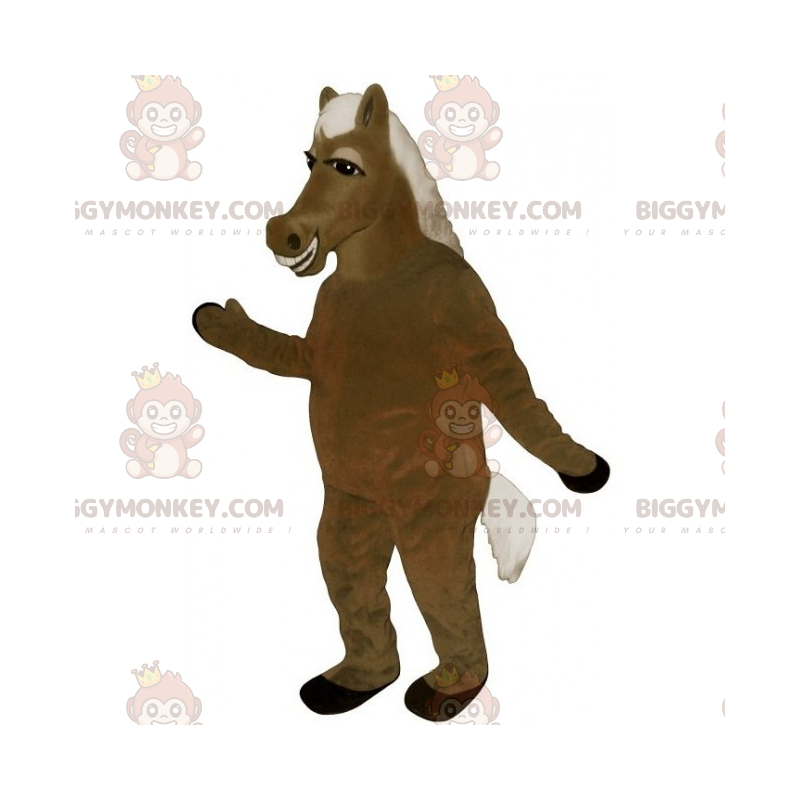 Costume de mascotte BIGGYMONKEY™ de cheval crinière blanche et Costume de mascotte BIGGYMONKEY™ de cheval crinière blanche et