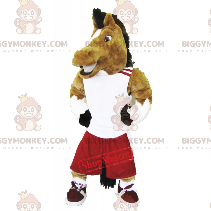 Aubergine ik luister naar muziek Inzichtelijk Paard BIGGYMONKEY™ mascottekostuum in Besnoeiing L (175-180 cm)