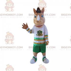 Kostým maskota koně BIGGYMONKEY™ v oblečení pro sportovce –