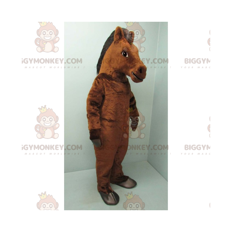 Costume de mascotte BIGGYMONKEY™ de cheval marron et noir - Costume de mascotte BIGGYMONKEY™ de cheval marron et noir -