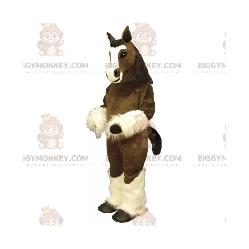 Braunes Pferd und weiße Beine BIGGYMONKEY™ Maskottchenkostüm - Braunes Pferd und weiße Beine BIGGYMONKEY™ Maskottchenkostüm -